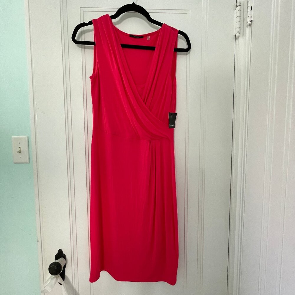 NEW Tahari Hava Dress Faux Wrap Midi Women's Small Popsicle Pink Soft Sheath nwt
